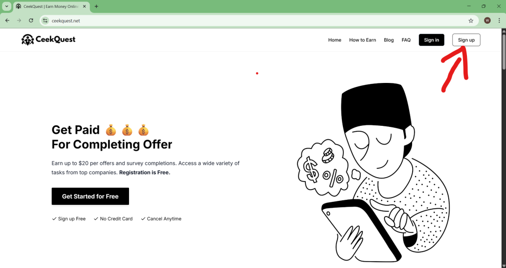 How to signup on ceekquest 